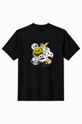Beleri London black crewneck T-shirt with Halloween graphic icons on chest